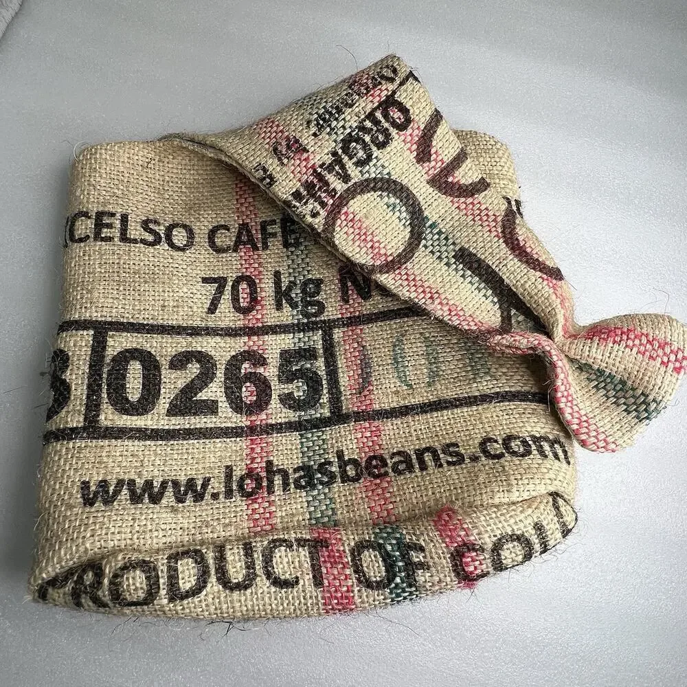 Upcycled Burlap Artisan Coffee Sack Tote Bag Jute Fabric lined‎ Heavy Coffee Art